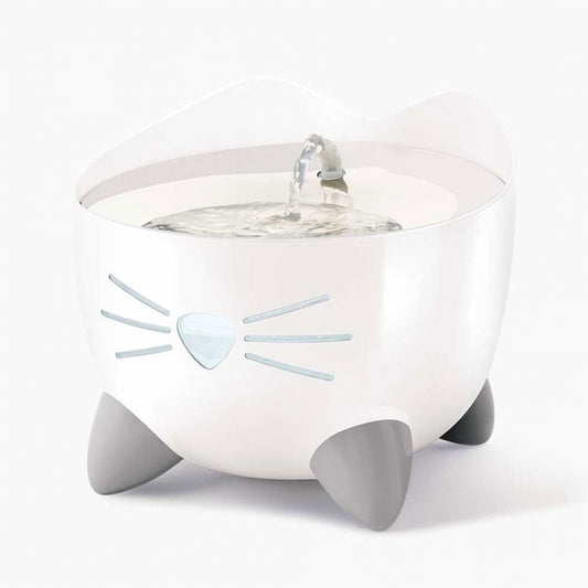 Fontaine Ă  eau Catit PIXI blanche 2,5 L avec insert inox et design chat