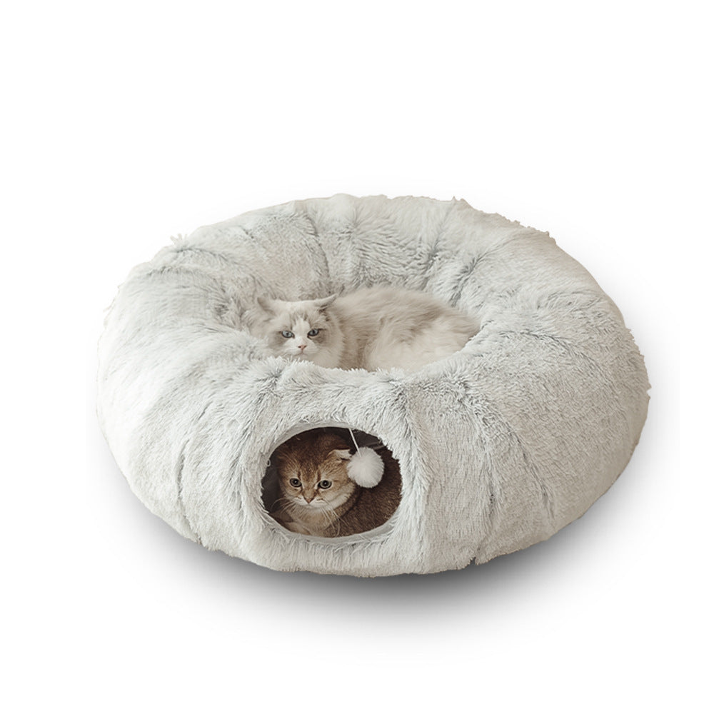 Chat utilisant le lit / tunnel 2 en 1, confort & jeu