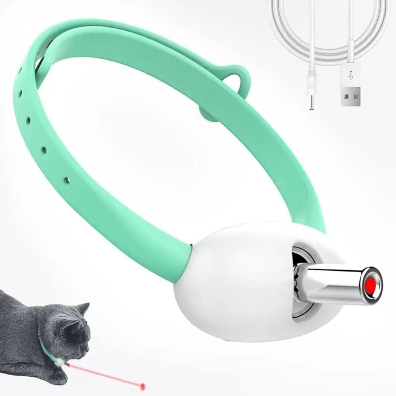 Chat portant un collier laser interactif automatique, jouant avec le faisceau lumineux