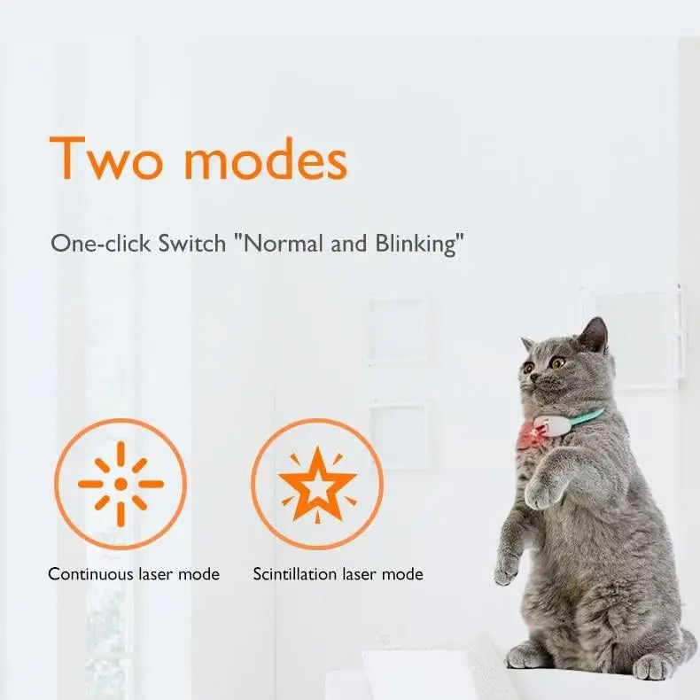 Collier laser interactif pour chats avec deux modes : normal et clignotant, pour varier les sessions de jeu