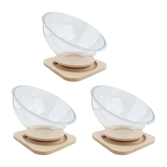 Ensemble de deux gamelles transparentes inclinées sur base en bois clair pour chat.