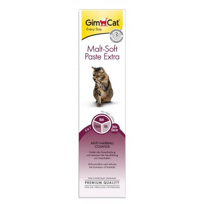Tube GimCat Malt-Soft-Extra Paste 200 g pour chats, pâte anti-boules de poils