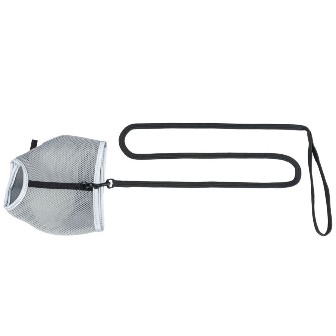 Harnais en maille respirante pour chat Trixie, réglable, avec laisse élastique noire, coloris gris