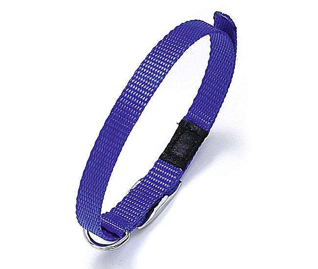 Collier en nylon bleu Karlie ASP avec boucle chromée et ajustement, disponible en deux tailles