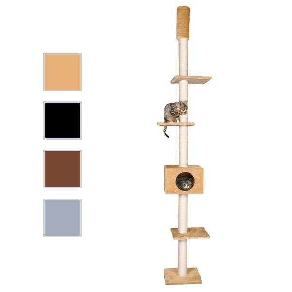 Arbre à chat Karlie Cometa hauteur plafond 233–263 cm avec 3 plateformes et niche en peluche beige