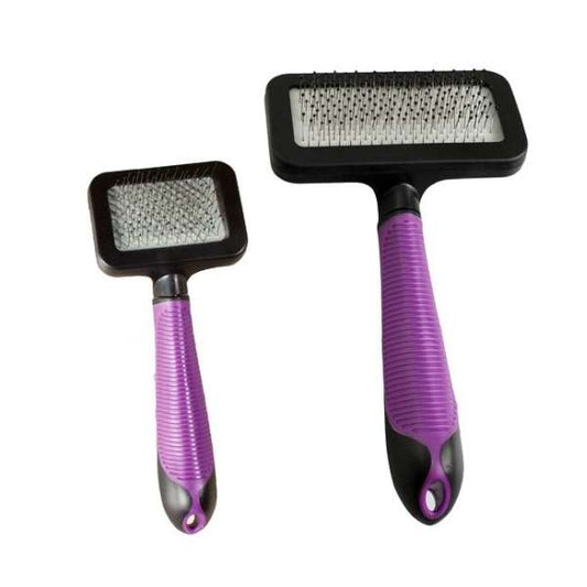 Brosse Karlie Flamingo Professional pour chats, poignée violette ergonomique, enlève poils morts et sous-poils