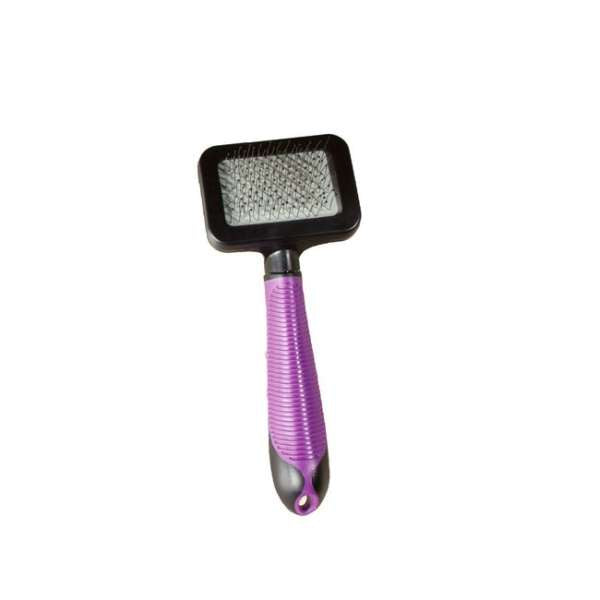 Brosse Karlie Flamingo Professional pour chats, poignée violette ergonomique, enlève poils morts et sous-poils (petite)