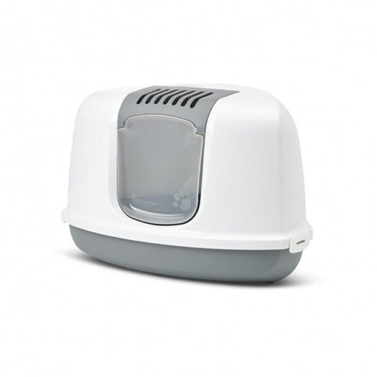 Maison de toilette triangulaire Savic Nestor Corner blanc/gris avec porte battante