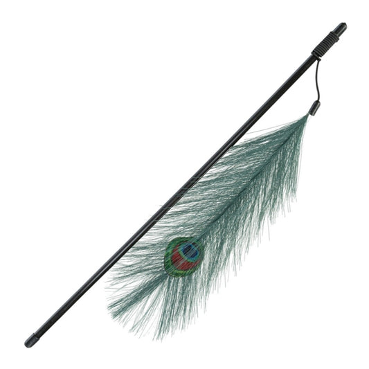 Jouet Trixie canne Ă  pĂȘche avec plume de paon factice en plastique/polyester, 46,5 cm