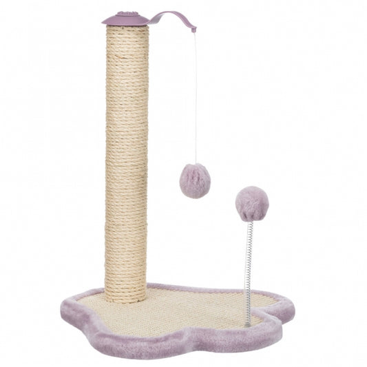 Arbre Ă  chat Trixie Junior 50 cm avec griffoir sisal, base en forme de patte lilas et deux jouets