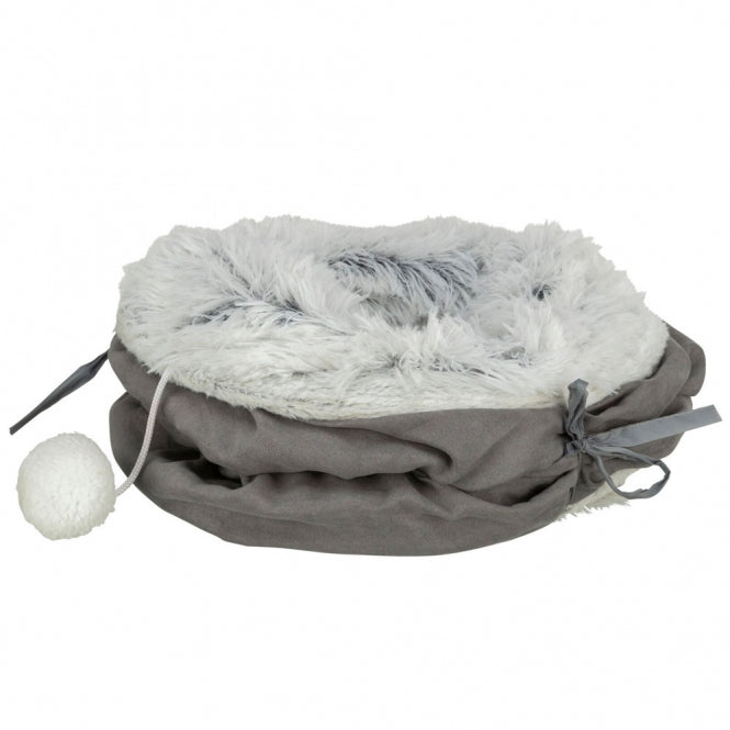 Tunnel de jeu Trixie Harvey gris avec 4 entrées et jouet suspendu pour chats, rétractable et facile à ranger