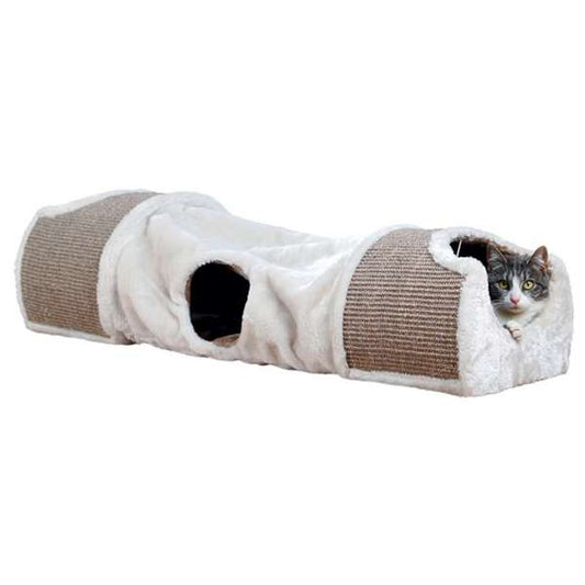 Tunnel griffoir Trixie pour chats avec sisal, cachettes et jouets suspendus