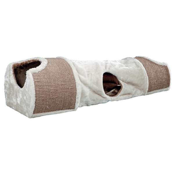 Tunnel griffoir Trixie pour chats avec sisal, cachettes et jouets suspendus