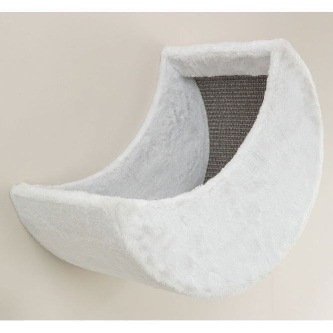 Niche murale semi-ouverte en peluche blanche et sisal gris pour chat