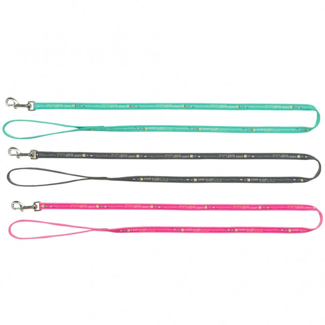 Harnais XL pour chat Trixie réglable avec motifs décoratifs et laisse assortie (rose, gris ou turquoise)