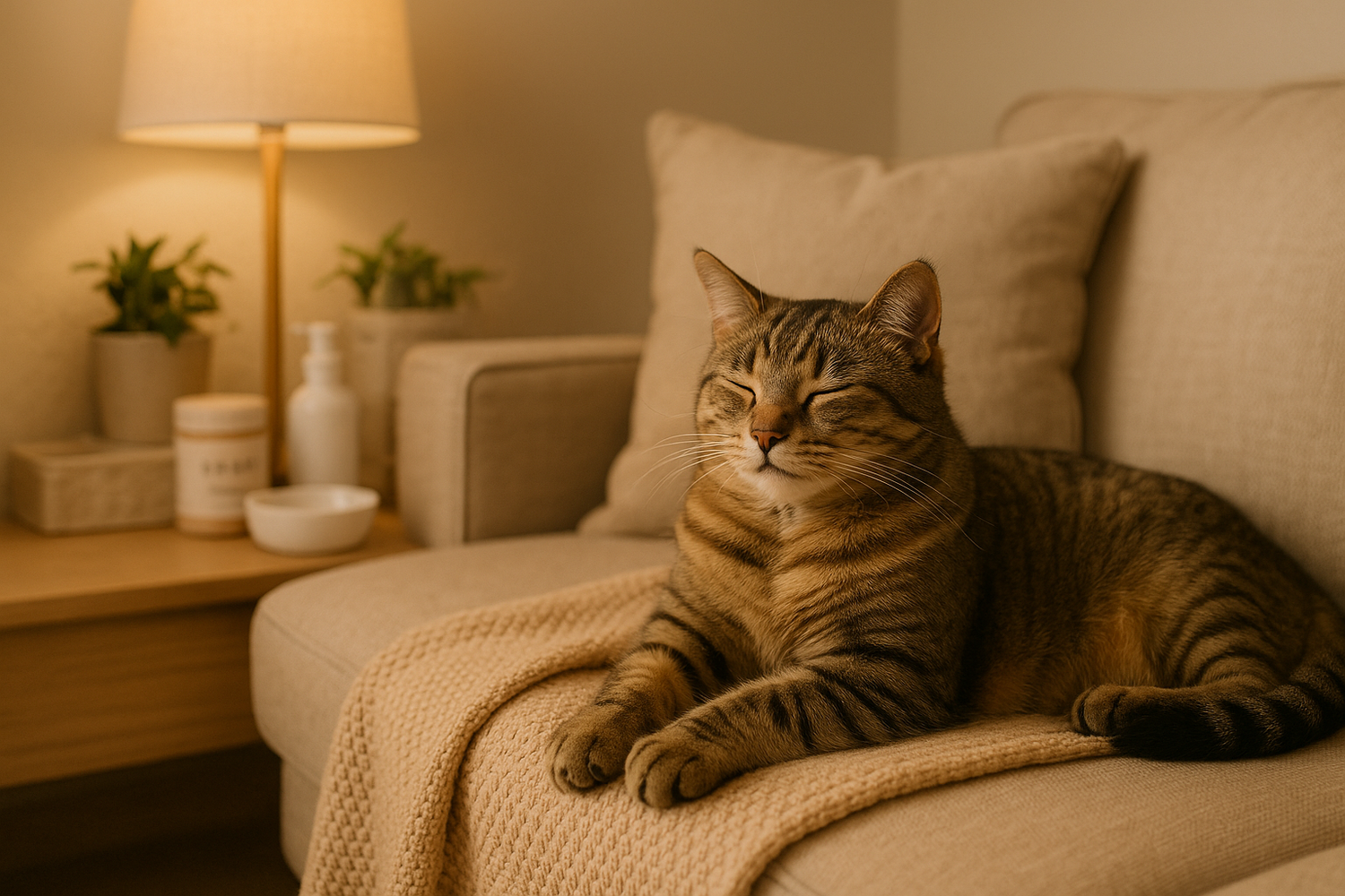 Chat détendu et protégé grâce aux solutions anti-parasitaires adaptées.
