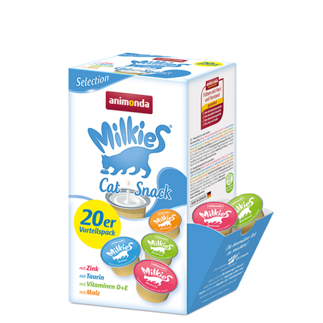 Boîte Animonda Milkie Selektion 20x15g avec 4 variétés de snacks lactés pour chats