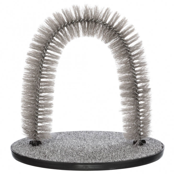 Arceau de massage pour chat avec base grise stable