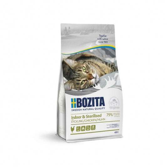 Croquettes Bozita Indoor & Stérilisé Poulet pour chats adultes stérilisés – formats 400 g, 2 kg et 10 kg