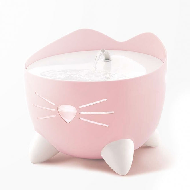 Fontaine à eau Catit PIXI rose pour chat – design tête de chat avec LED et jet d’eau