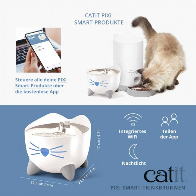 Fontaine Catit PIXI Smart connectée avec Wi-Fi, app gratuite et dimensions compactes