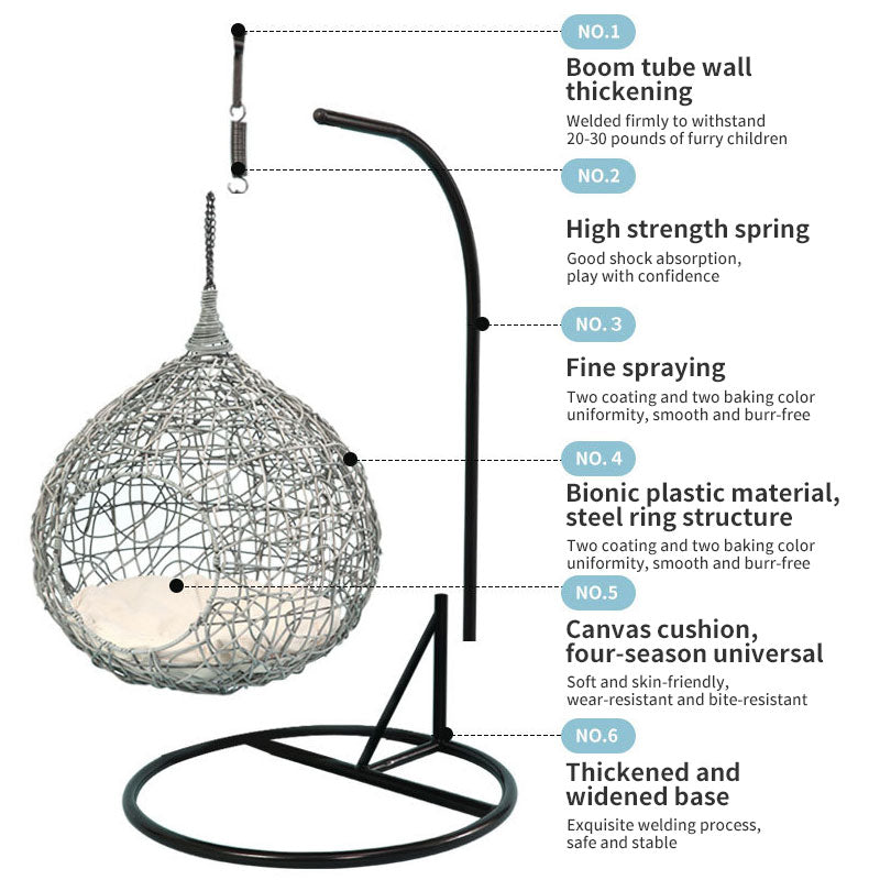 Schéma technique montrant la structure métallique renforcée et la base élargie du panier pour une meilleure stabilité