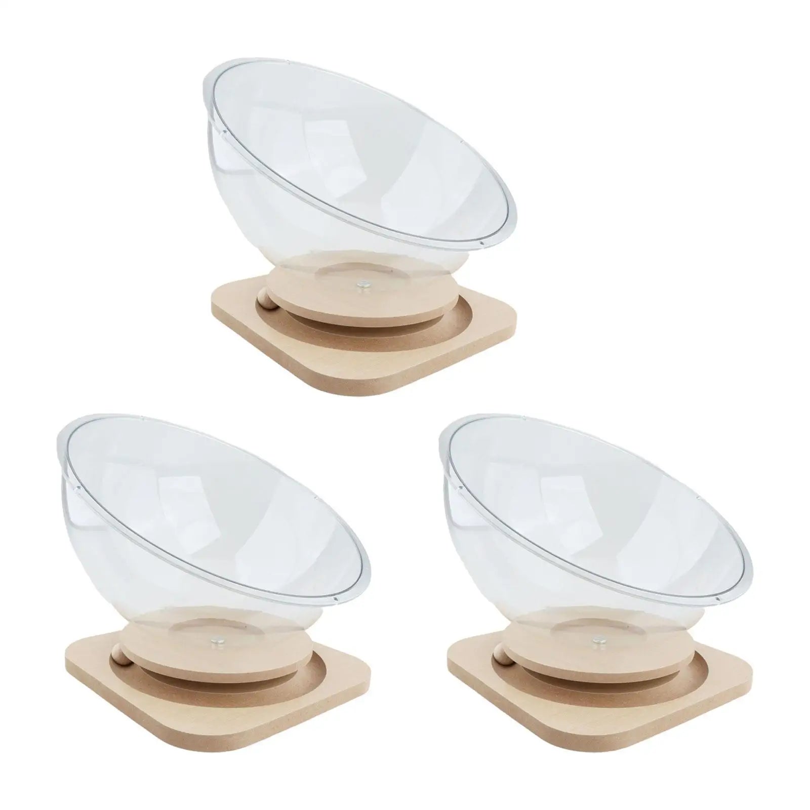 Ensemble de deux gamelles transparentes inclinées sur base en bois clair pour chat.