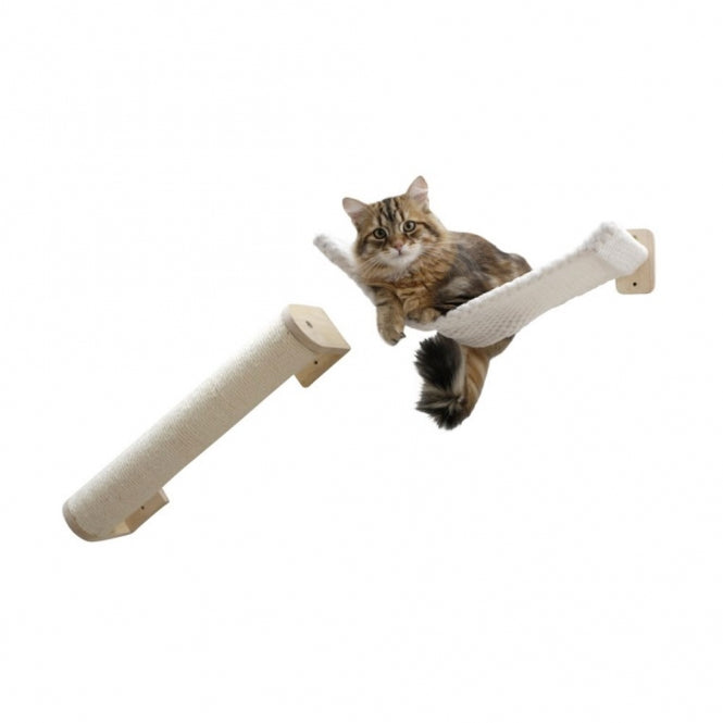 Ensemble mural pour chats Kerbl Alps 4 pièces en bois clair et sisal