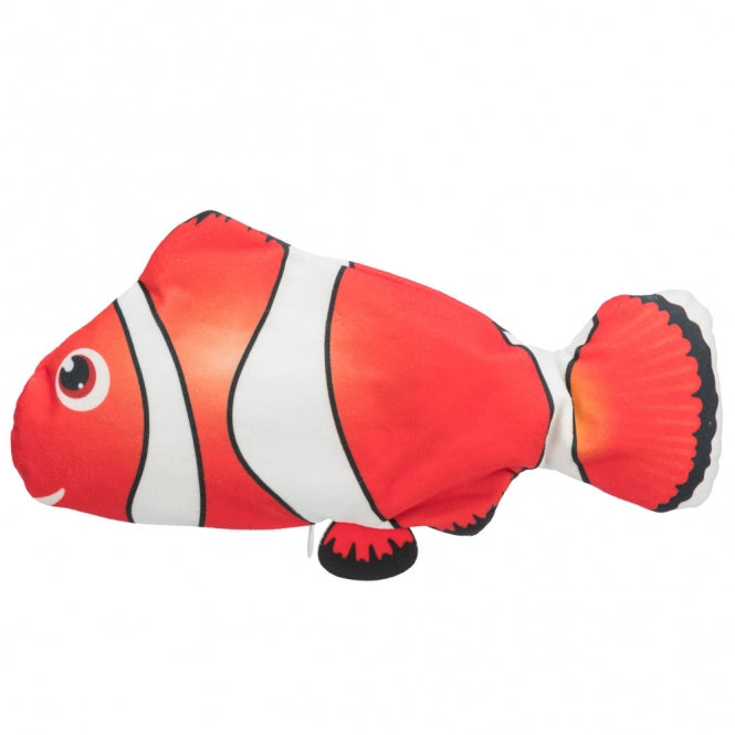 Jouet interactif pour chat en forme de poisson clown orange avec catnip