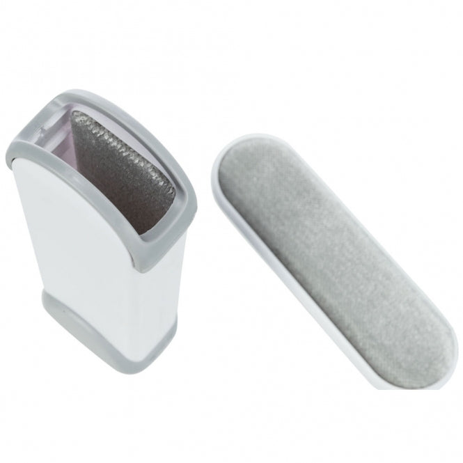 Brosse Trixie anti-poils blanche et grise avec station de nettoyage