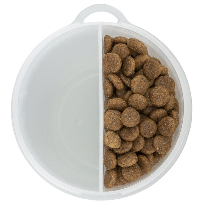 Conteneur Trixie pour eau et nourriture avec 2 compartiments étanches et bol pliable en silicone rouge