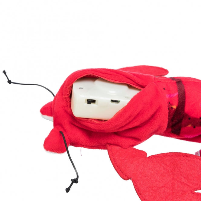 Jouet Zappelshrimp Trixie ouvert montrant le module rechargeable USB à l’intérieur