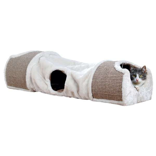 Tunnel griffoir Trixie pour chats avec sisal, cachettes et jouets suspendus